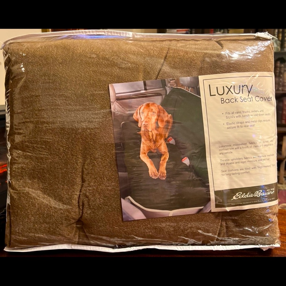 Eddie Bauer Luxury Back Seat Cover Fits Vans Trucks Sedans & SUVs, Mocha